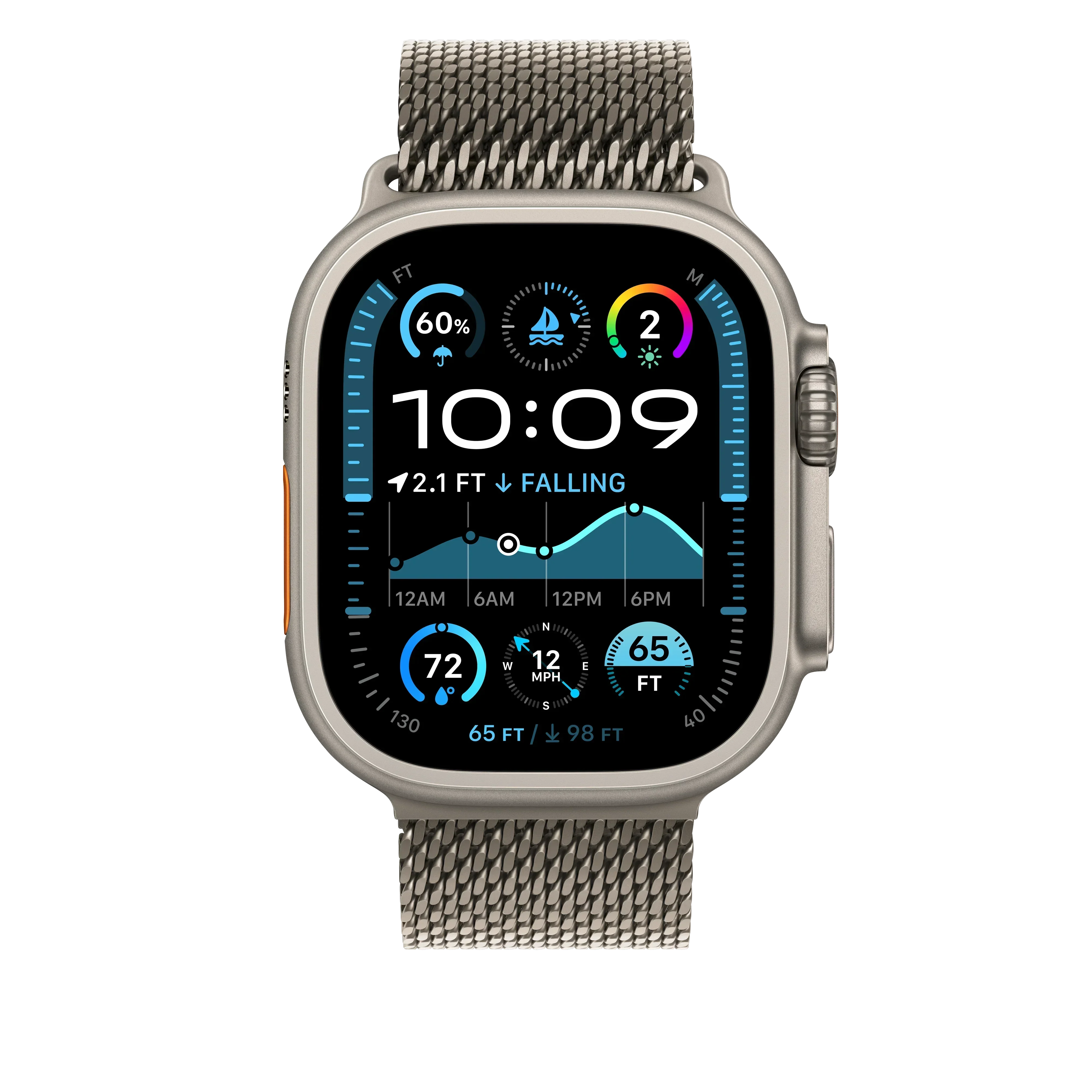 Curea Apple pentru Apple Watch 49mm Milanese Loop, Natural Titanium Milanese Loop, Medium - Image 3
