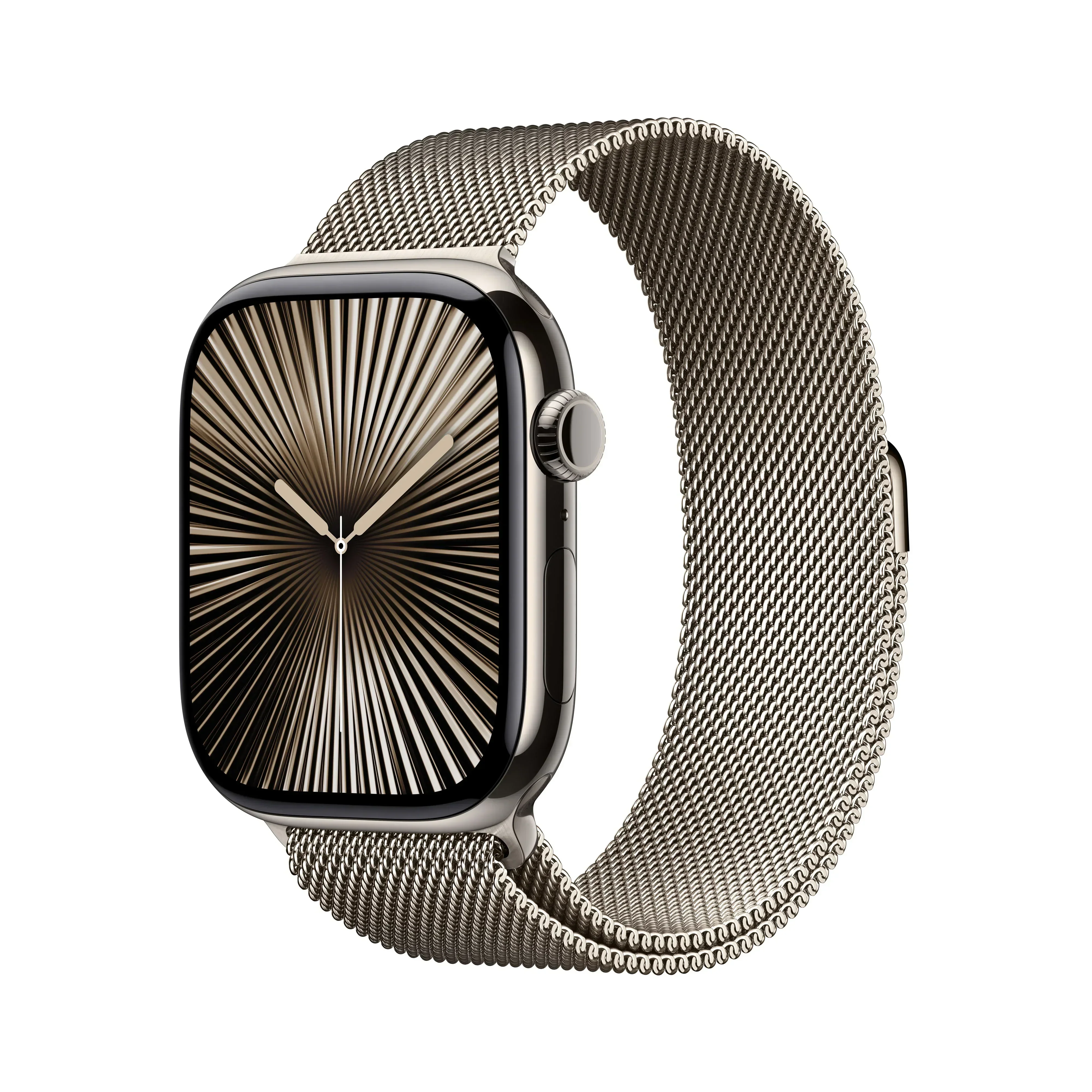 Resigilat: Apple Watch Series 10 GPS + Cellular, 46mm Natural Titanium Case, Natural Milanese Loop - M/L