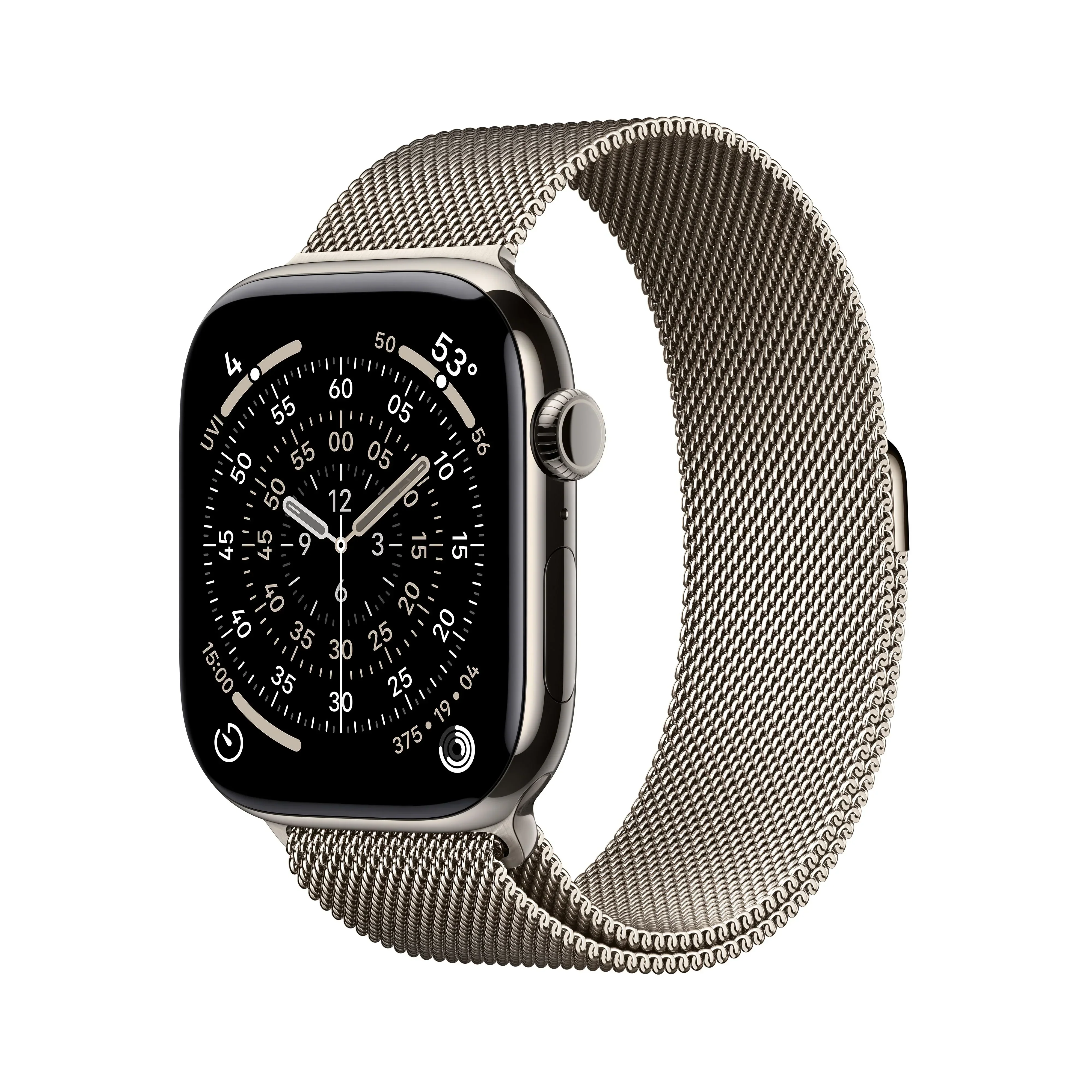 Resigilat: Apple Watch Series 11 GPS + Cellular 46mm Natural Titanium Case with Natural Milanese Loop - S/M