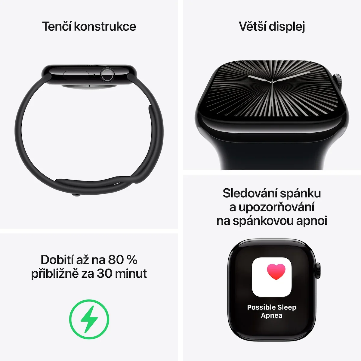 Resigilat: Apple Watch Series 10 GPS, 46mm Jet Black Aluminium Case, Black Sport Band - M/L - Image 3
