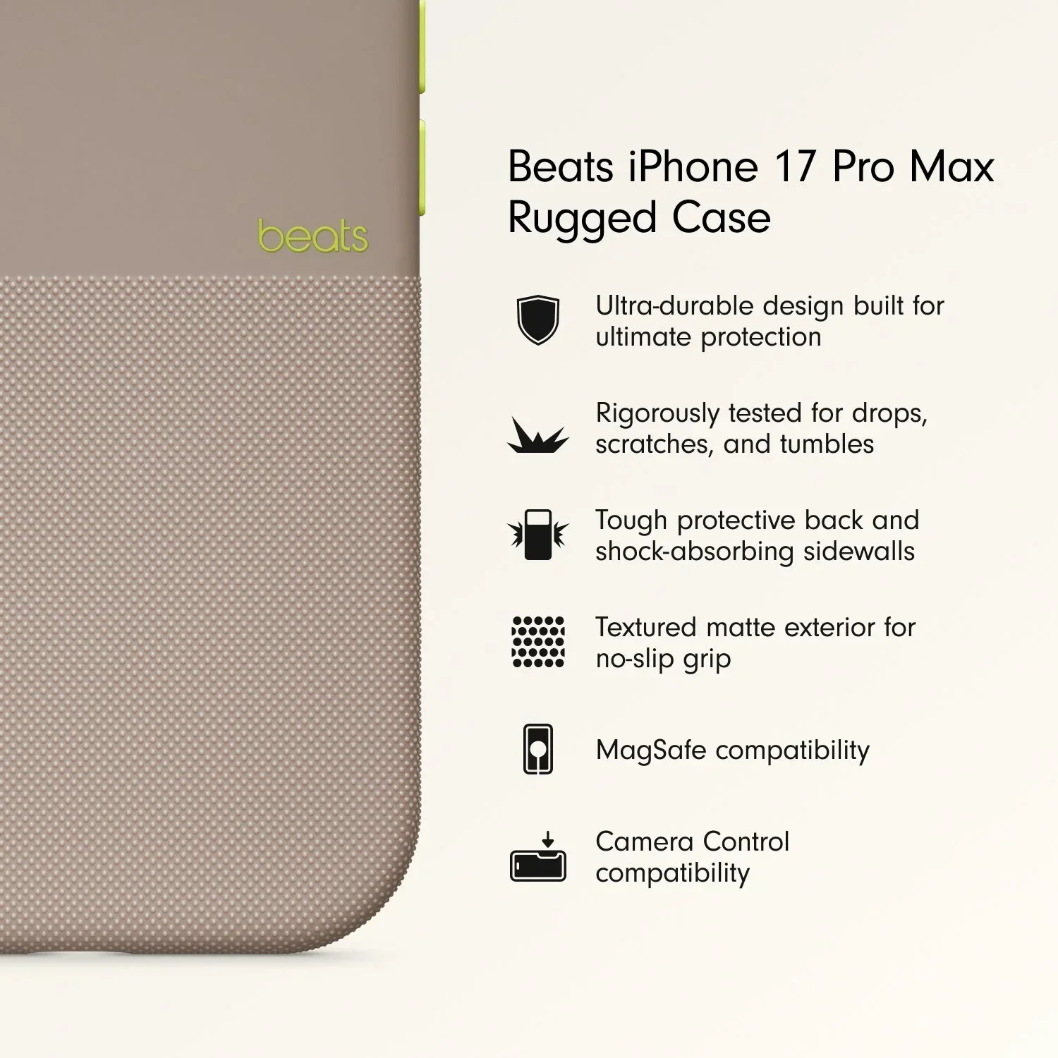 Husa de protectie Apple Beats Rugged pentru iPhone 17 Pro Max cu MagSafe și control al camerei, Alpine Gray - Image 2