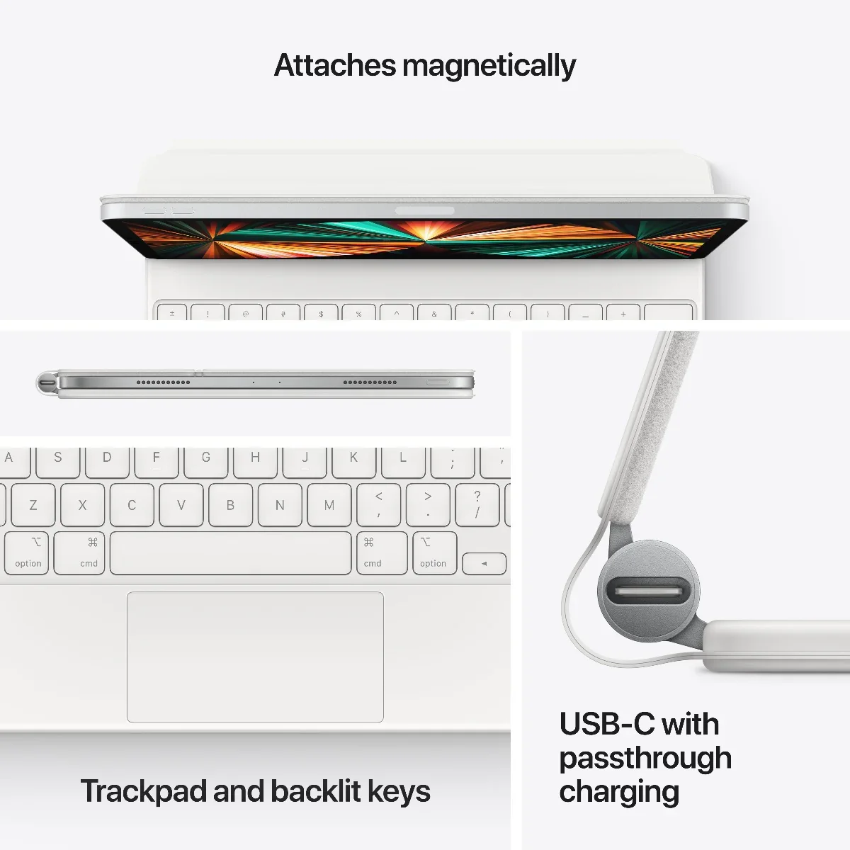 Resigilat: Husa cu tastatura Apple Magic Keyboard pentru iPad Pro 11" (gen.3) / iPad Air (gen.4) Alb, layout INT - Image 7