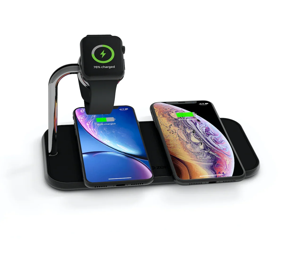 Resigilat: Statie incarcare wireless fast charge dual compatibila Apple Watch - ZENS Aluminium 10W Qi Black - Image 3