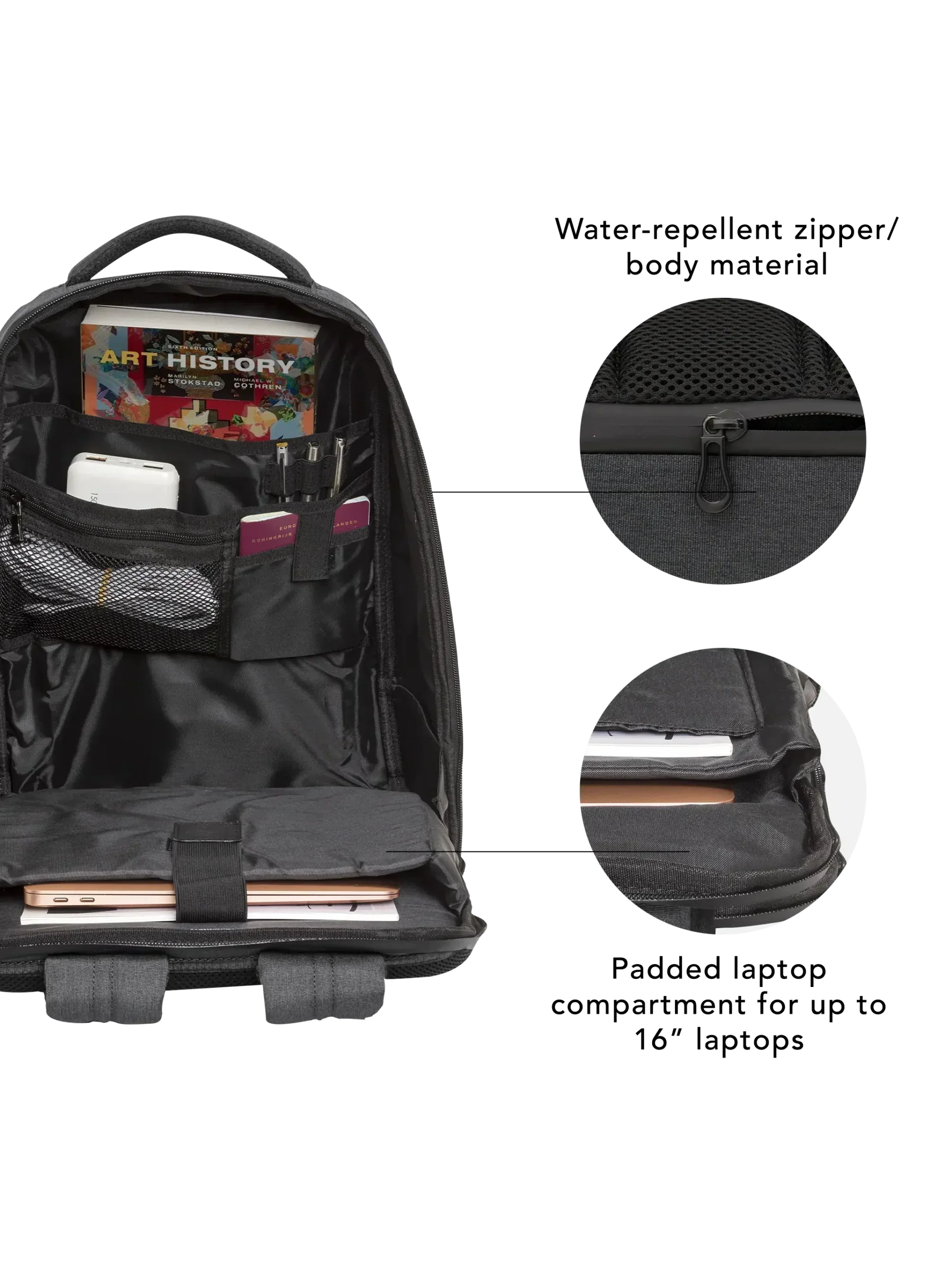 Rucsac dbramante1928 Charlottenborg Recycled Backpack 16" Charcoal - Image 3