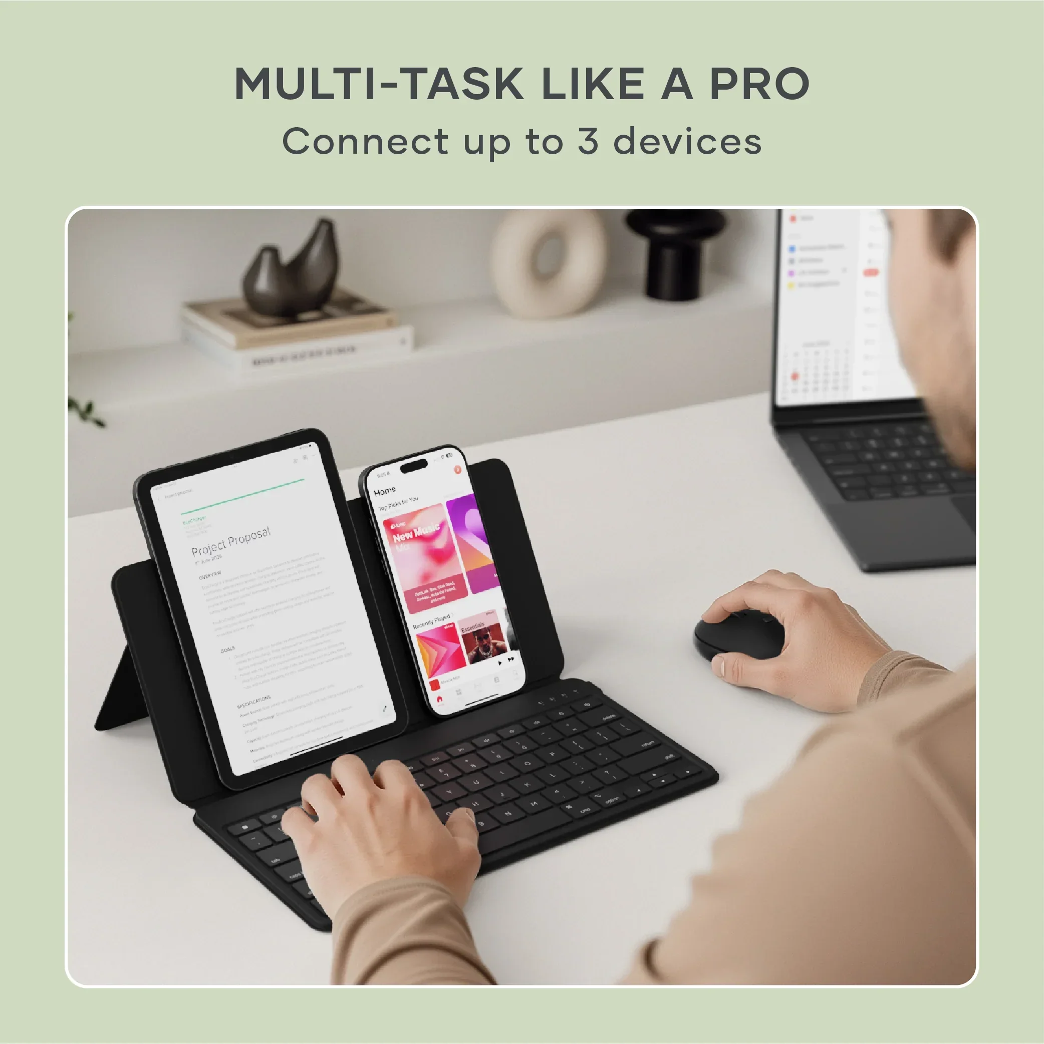 Satechi Tastatură Bluetooth OntheGo cu suport, Negru - Image 15