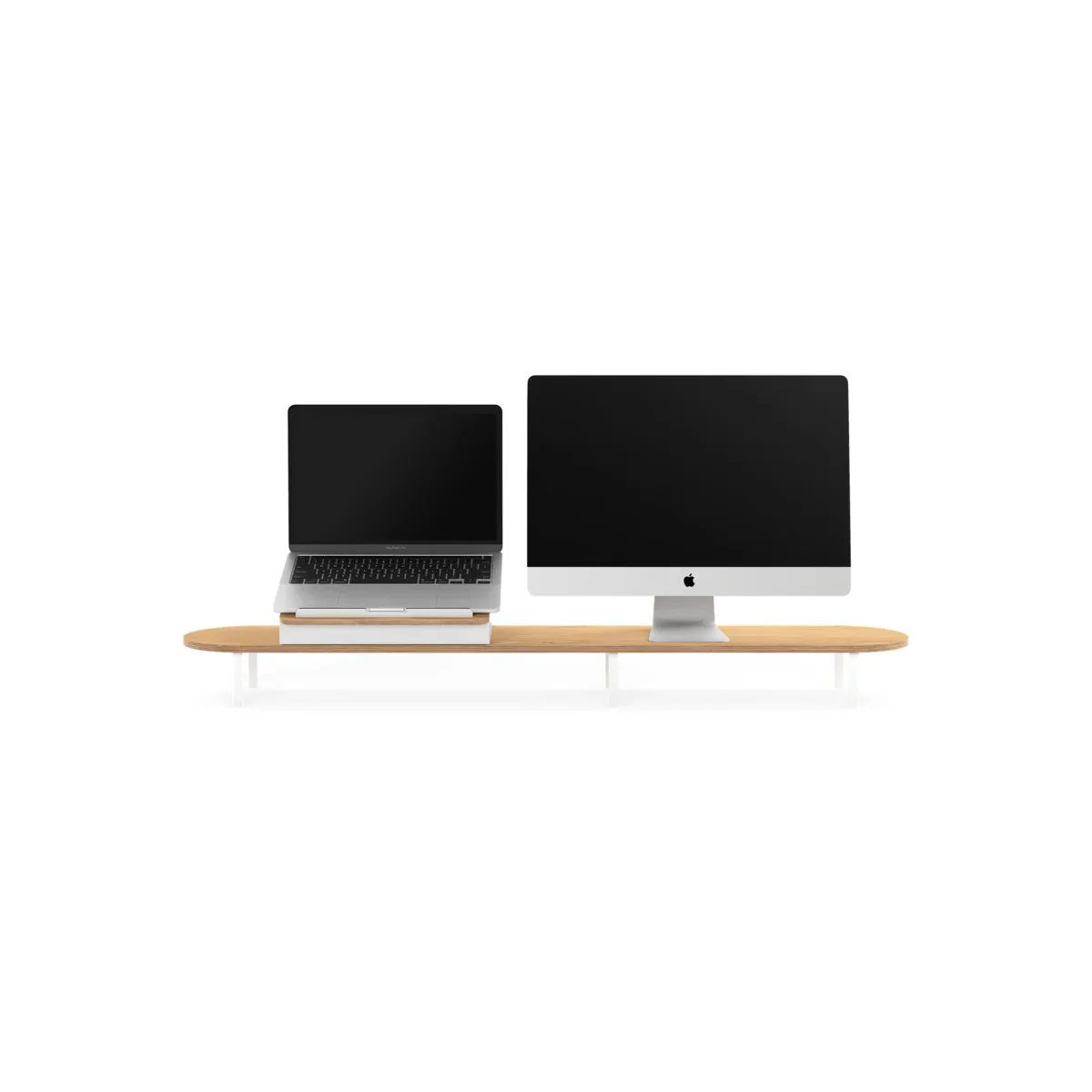 Stand dublu Woodcessories pentru monitor Oak/White - Image 3