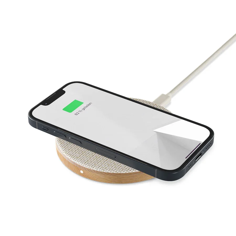 Statie de incarcare Woodcessories EcoPad Wireless, Oak/Fabric