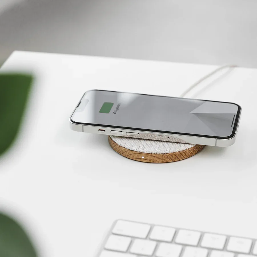 Statie de incarcare Woodcessories EcoPad Wireless, Oak/Fabric - Image 2