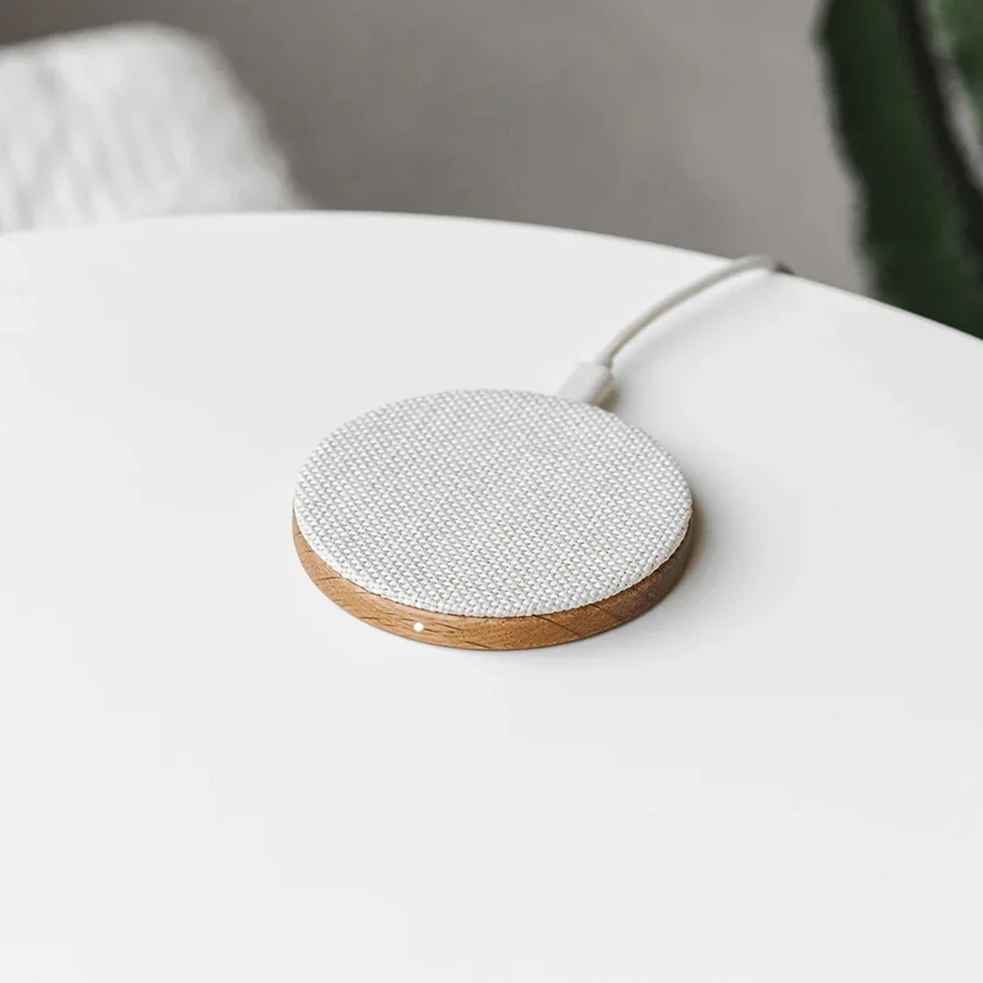 Statie de incarcare Woodcessories EcoPad Wireless, Oak/Fabric - Image 4