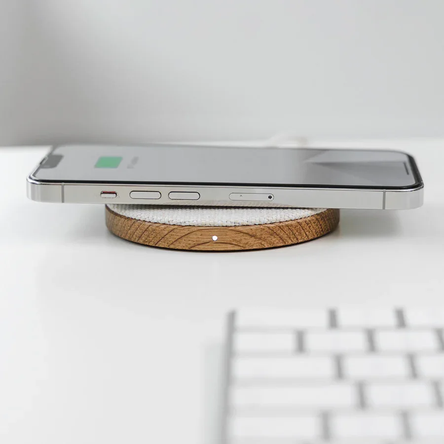 Statie de incarcare Woodcessories EcoPad Wireless, Oak/Fabric - Image 6