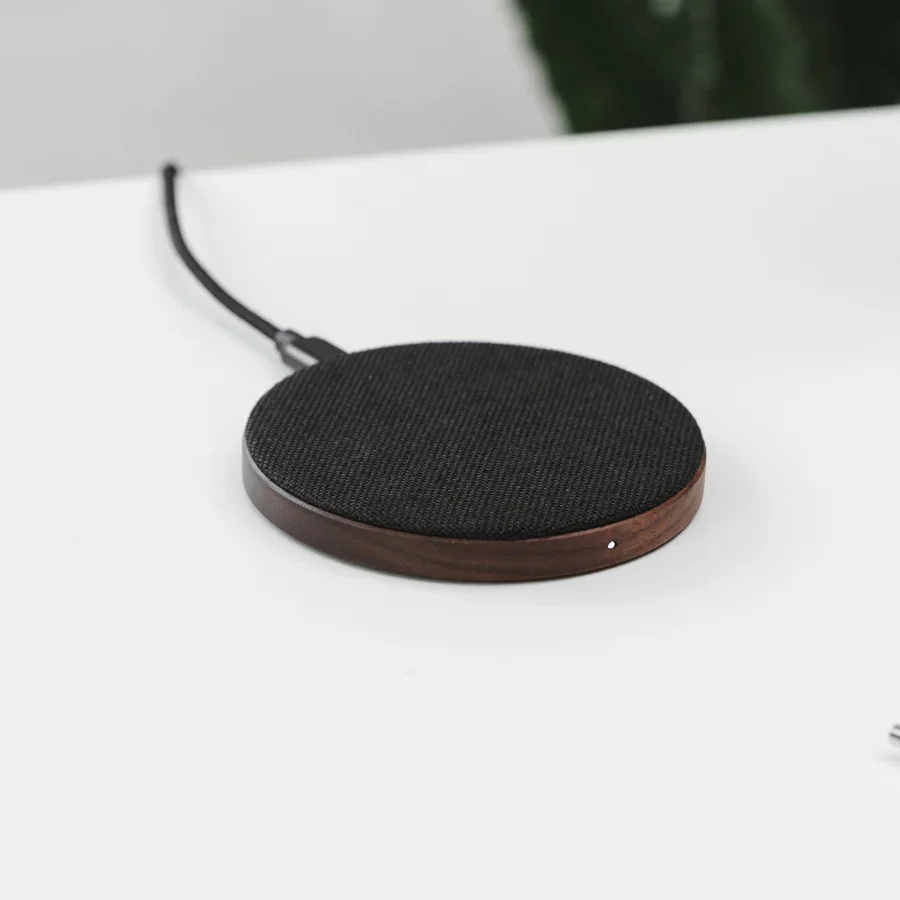 Statie de incarcare Woodcessories EcoPad Wireless, Walnut/Fabric - Image 5