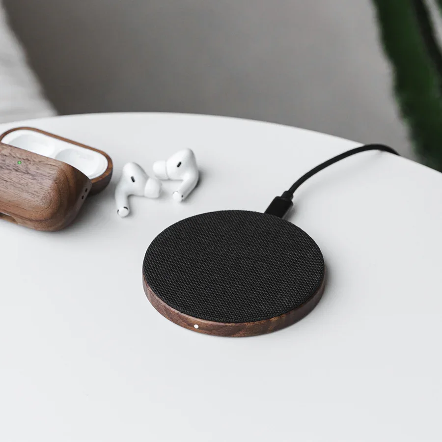 Statie de incarcare Woodcessories EcoPad Wireless, Walnut/Fabric - Image 7