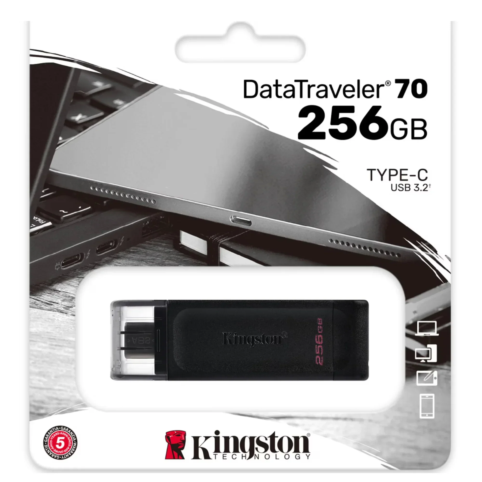 Stick de memorie KINGSTON DataTraveler 70, 256 GB, USB-C, Negru - Image 2