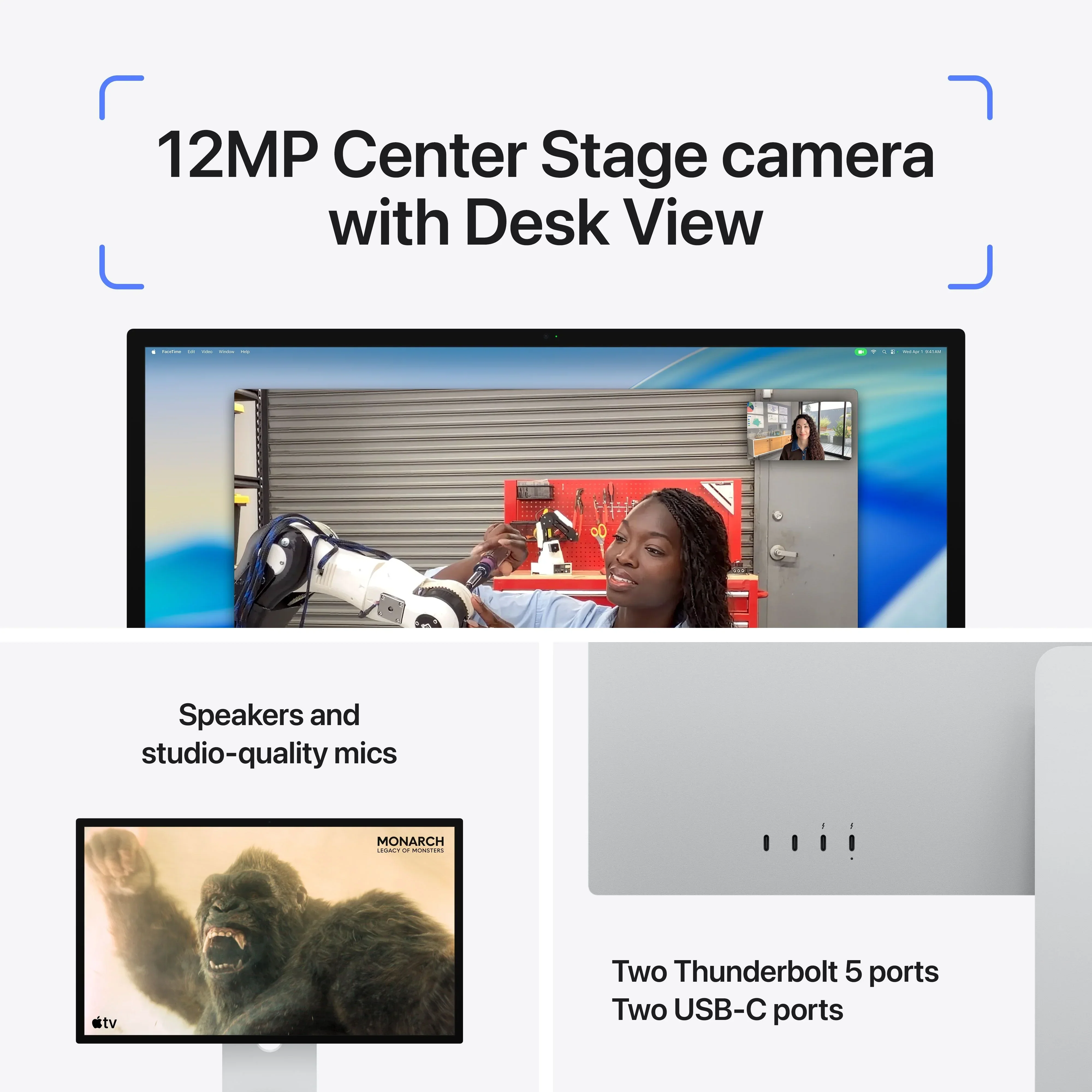 Monitor Studio Display, Sticlă standard, Suport reglabil pe înclinare și înălțime - Image 4