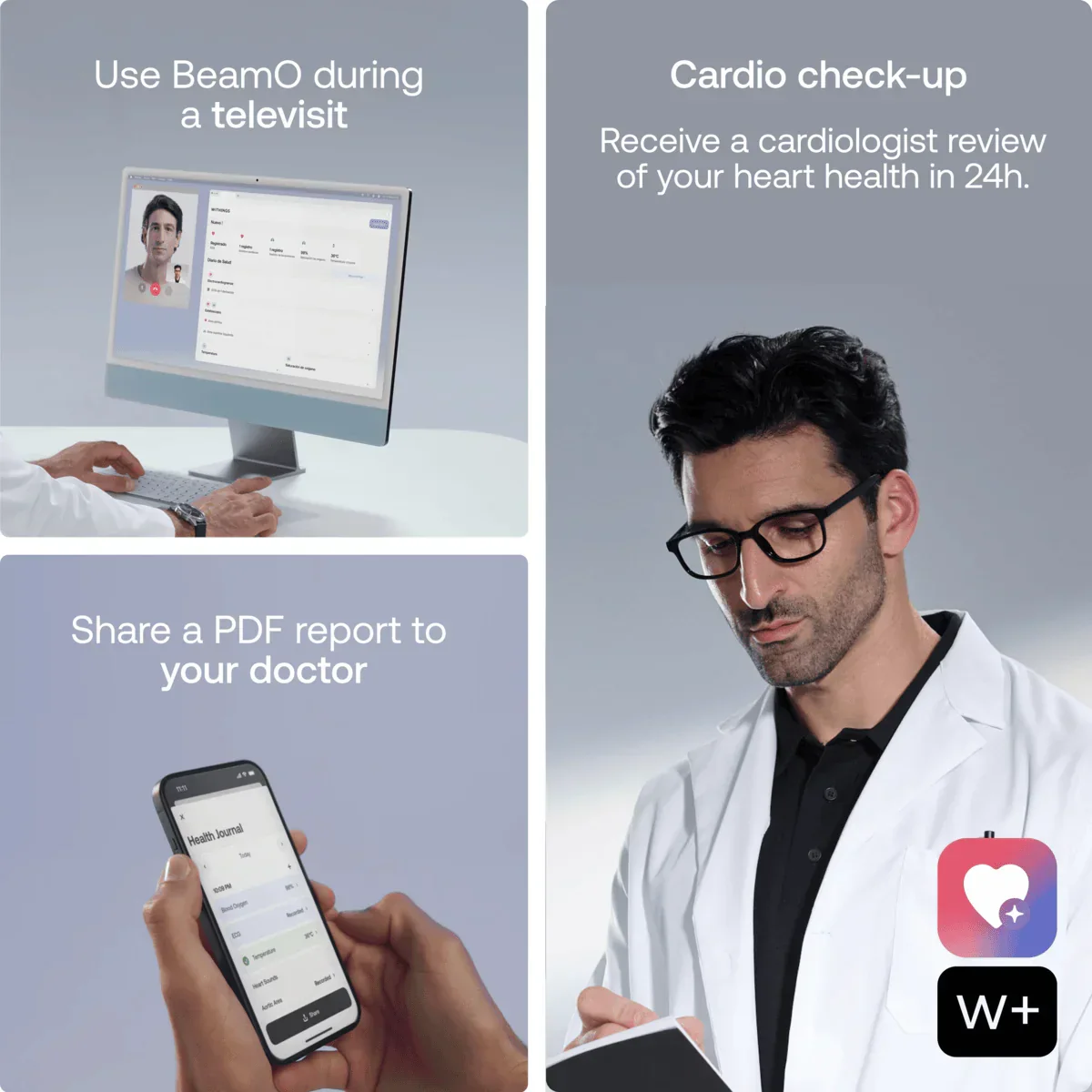 Withings Beam-O - Dispozitiv MultiScan 4 in 1 de evaluare a sanatatii (termometru, EKG, SPO2, stetoscop digital) - Image 8